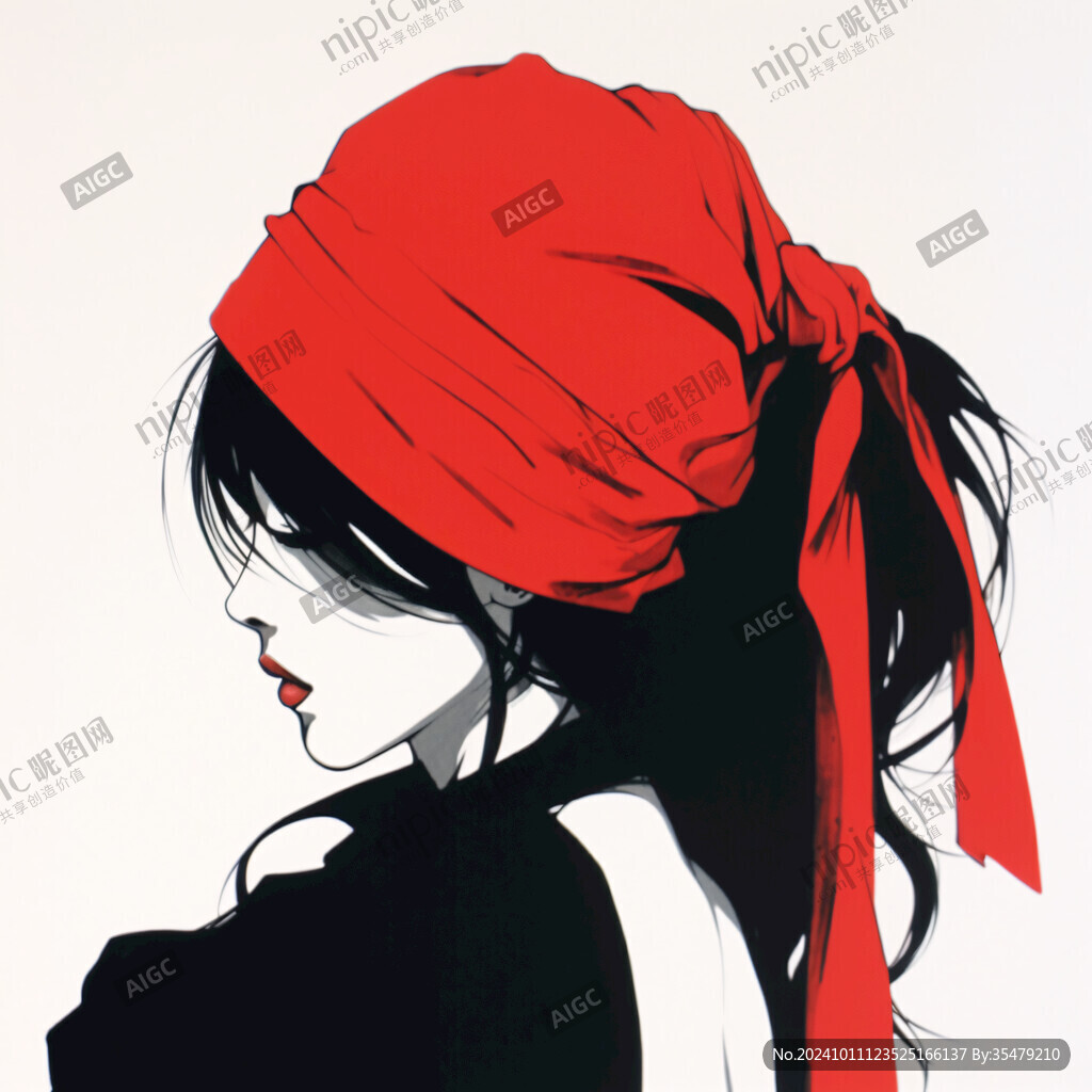 紅衣美人插畫