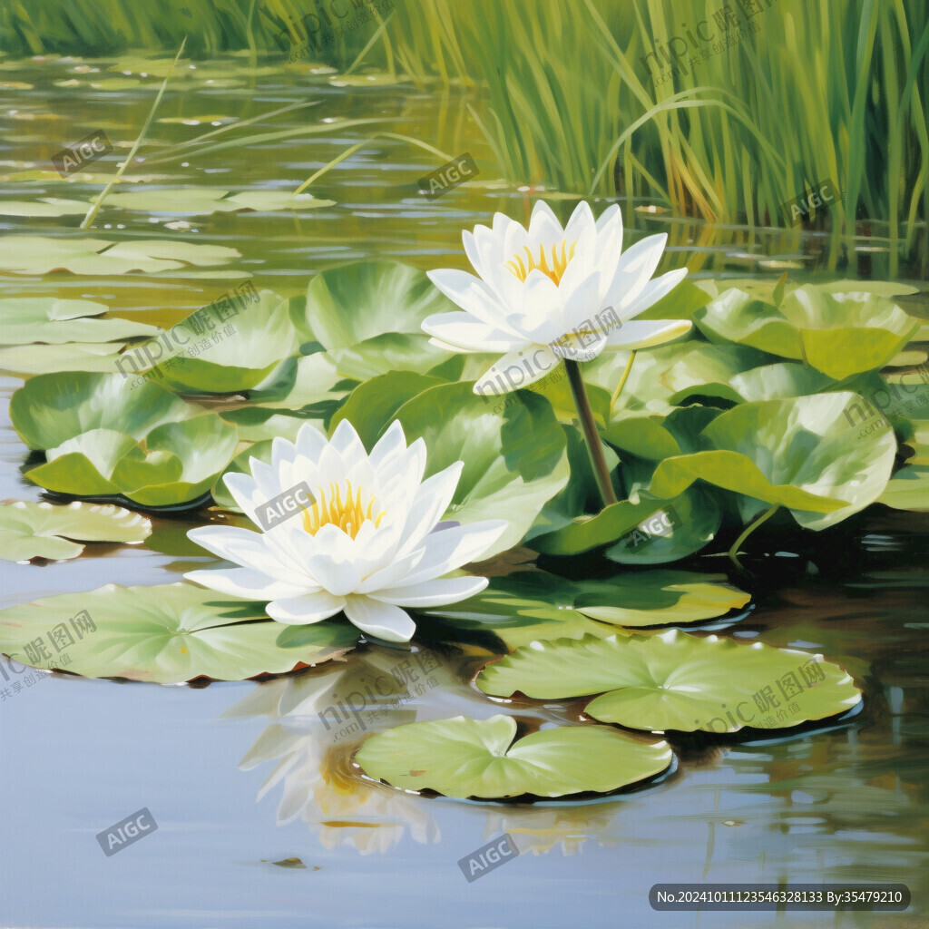 寫(xiě)實(shí)畫(huà)蓮花睡蓮
