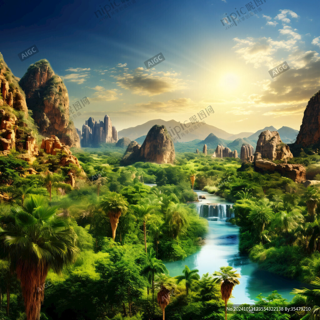 河谷綠洲風(fēng)景