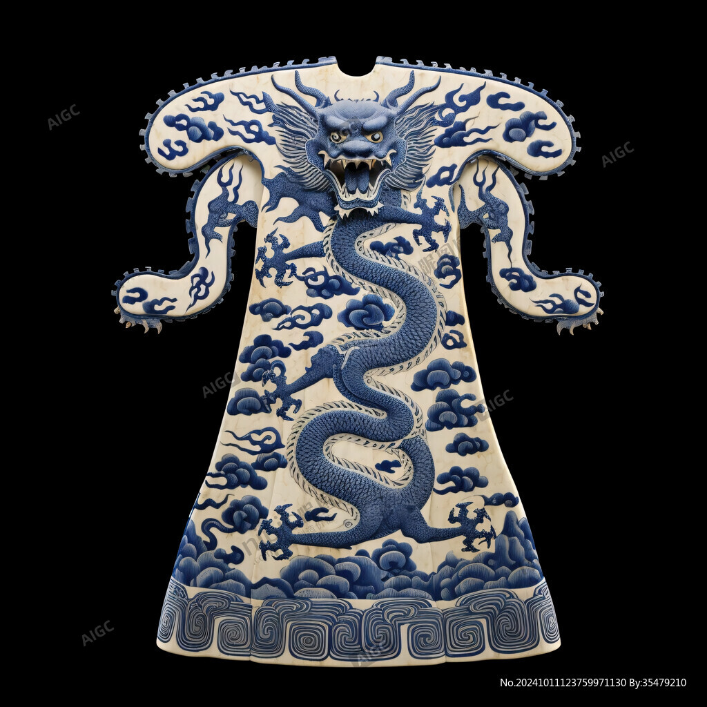 中式古代清代龍袍水腳