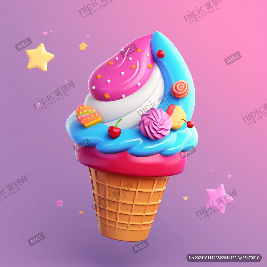 蛋仔冰淇淋插畫