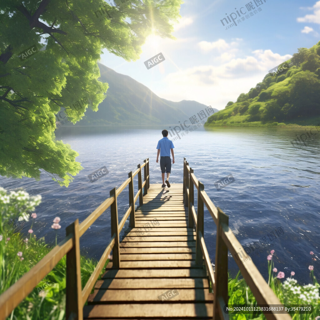 湖畔棧道風景