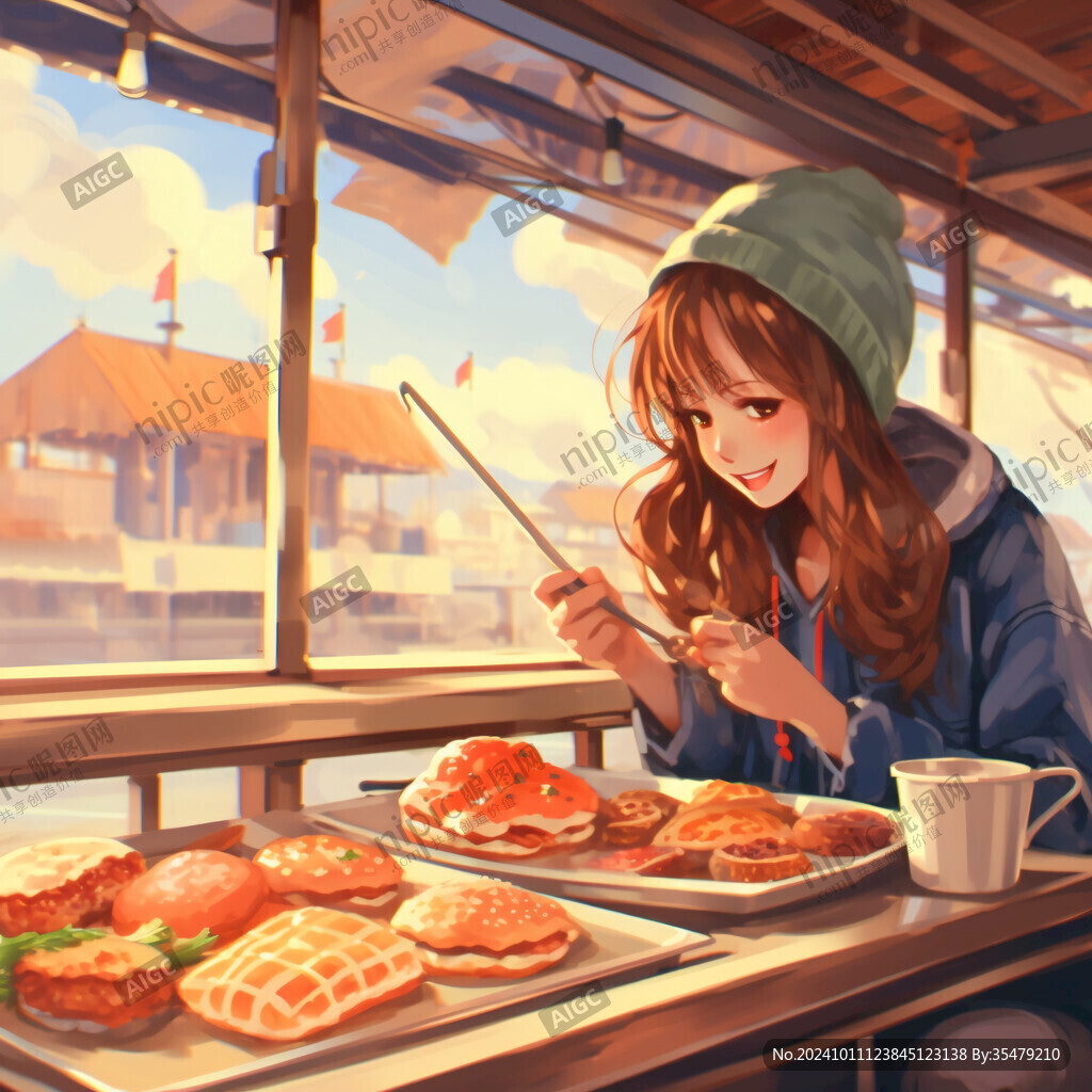 食品女孩插畫