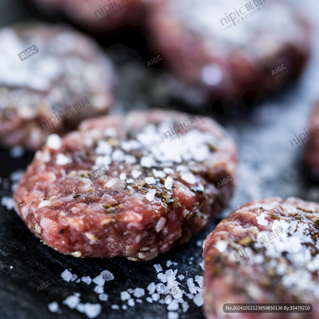 烤漢堡肉餅素材
