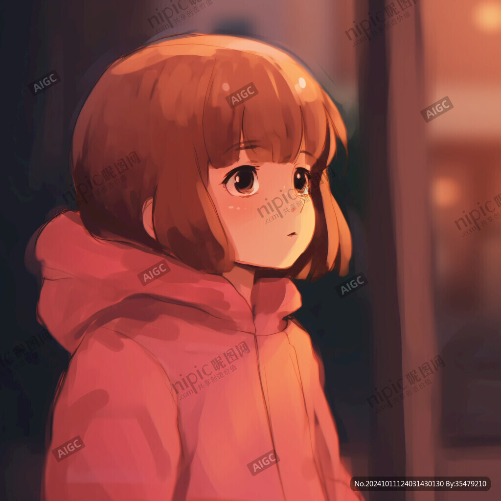 孤單的小女孩插畫