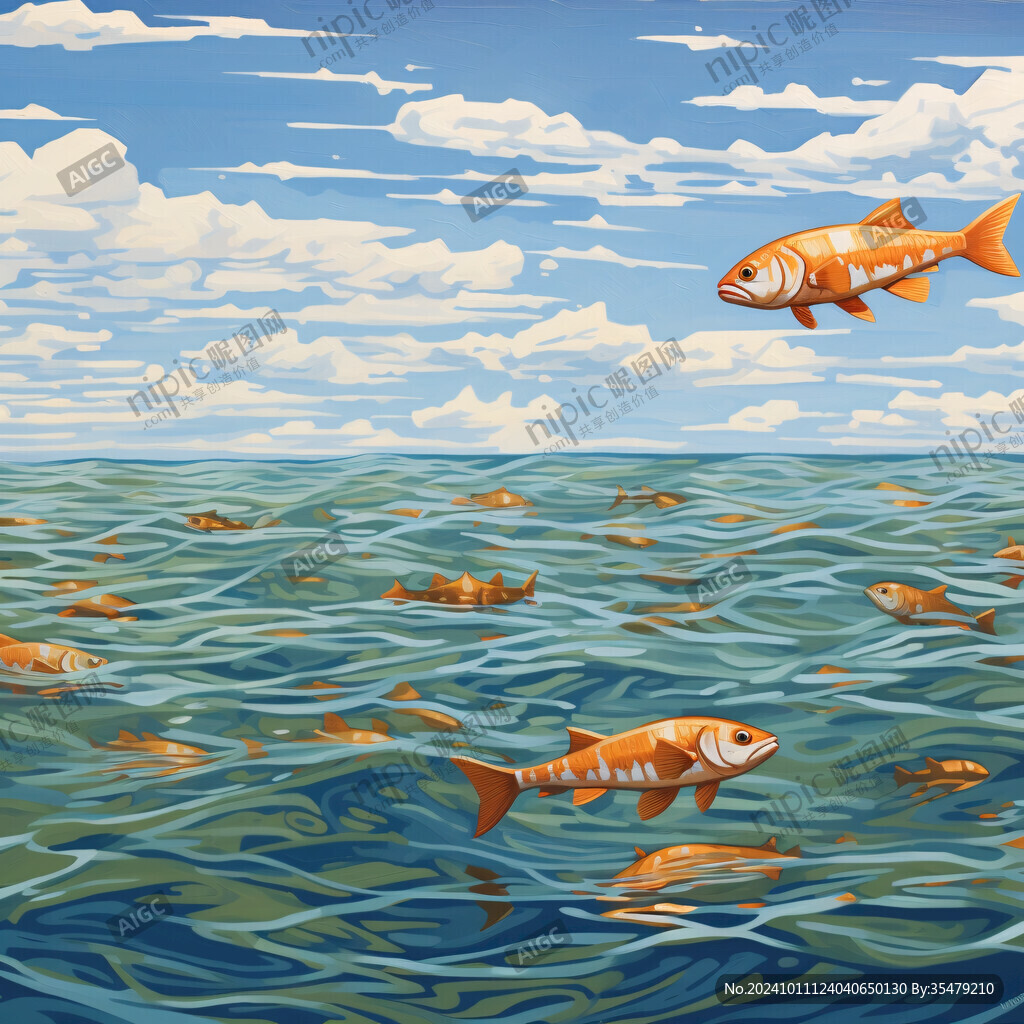 大海中的魚插畫