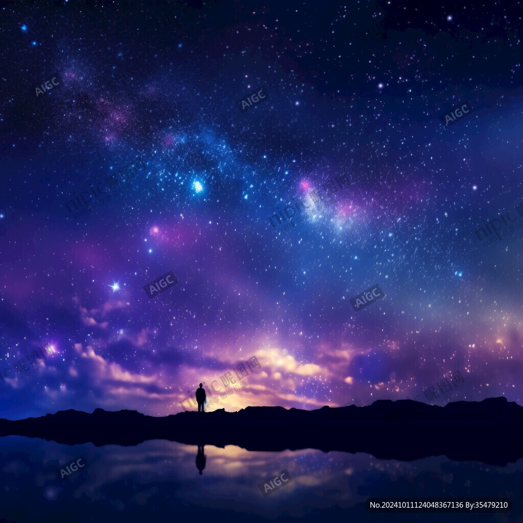 藍紫色星空夜晚背景