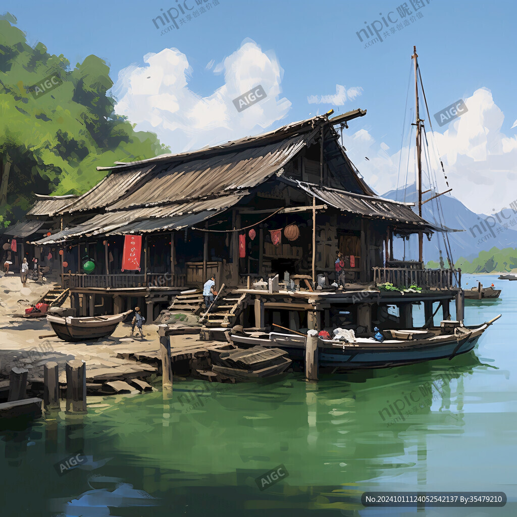 古代民用碼頭場景