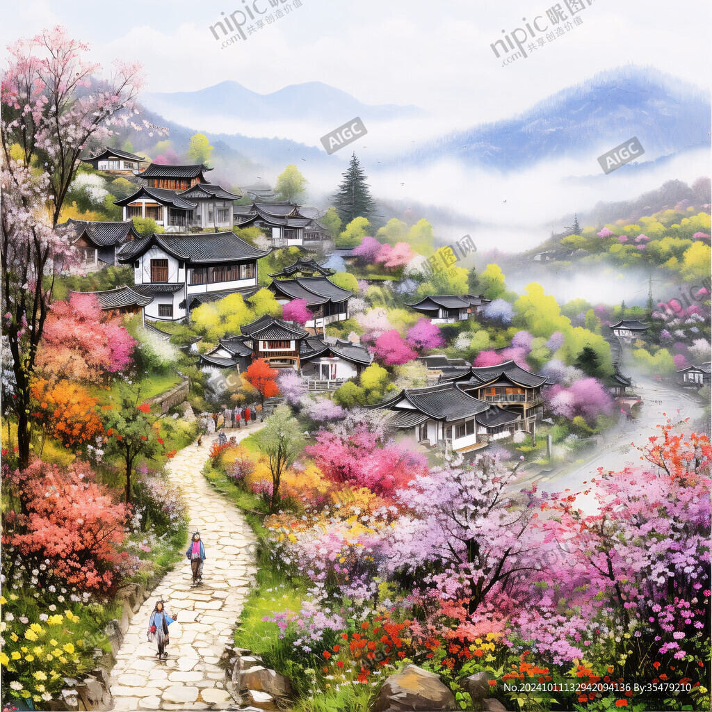 江南香山風景區插畫
