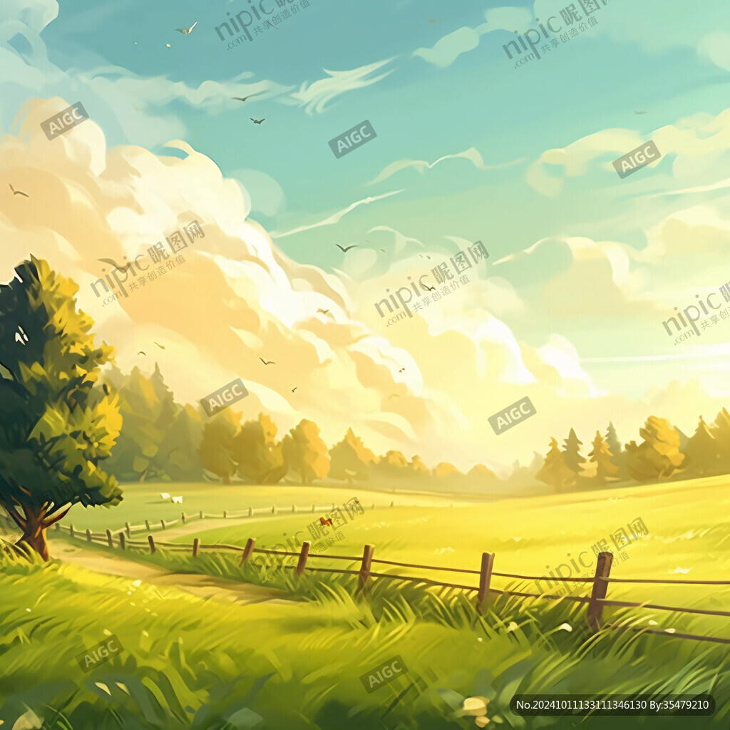 陽光晴朗風(fēng)景插畫