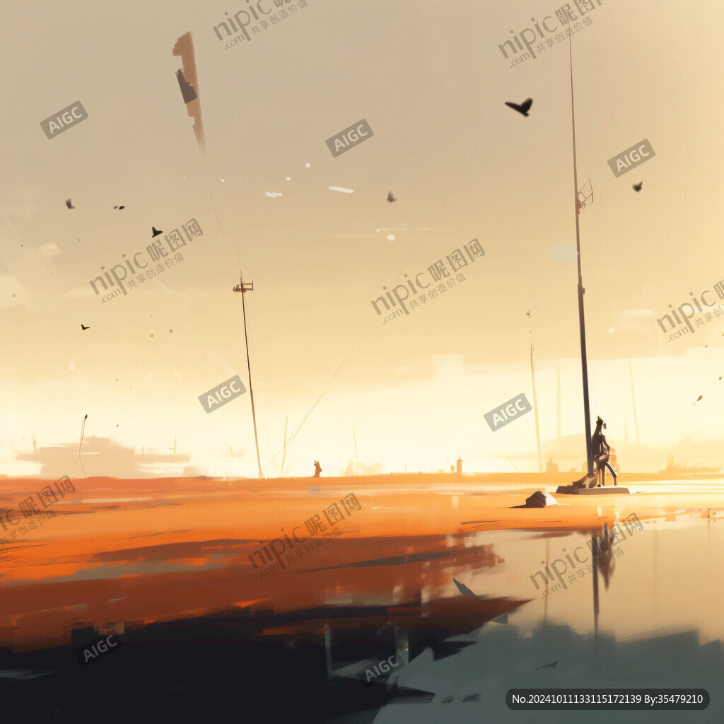 荒野黃昏插畫