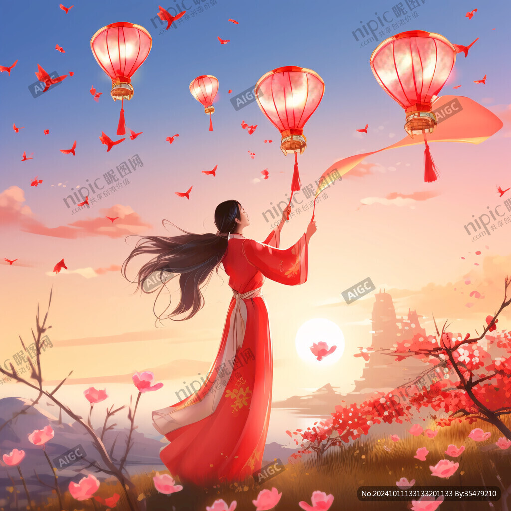 拿燈籠美女