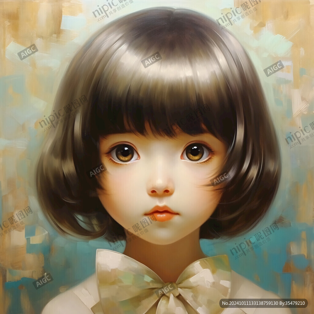 小女孩頭像插畫