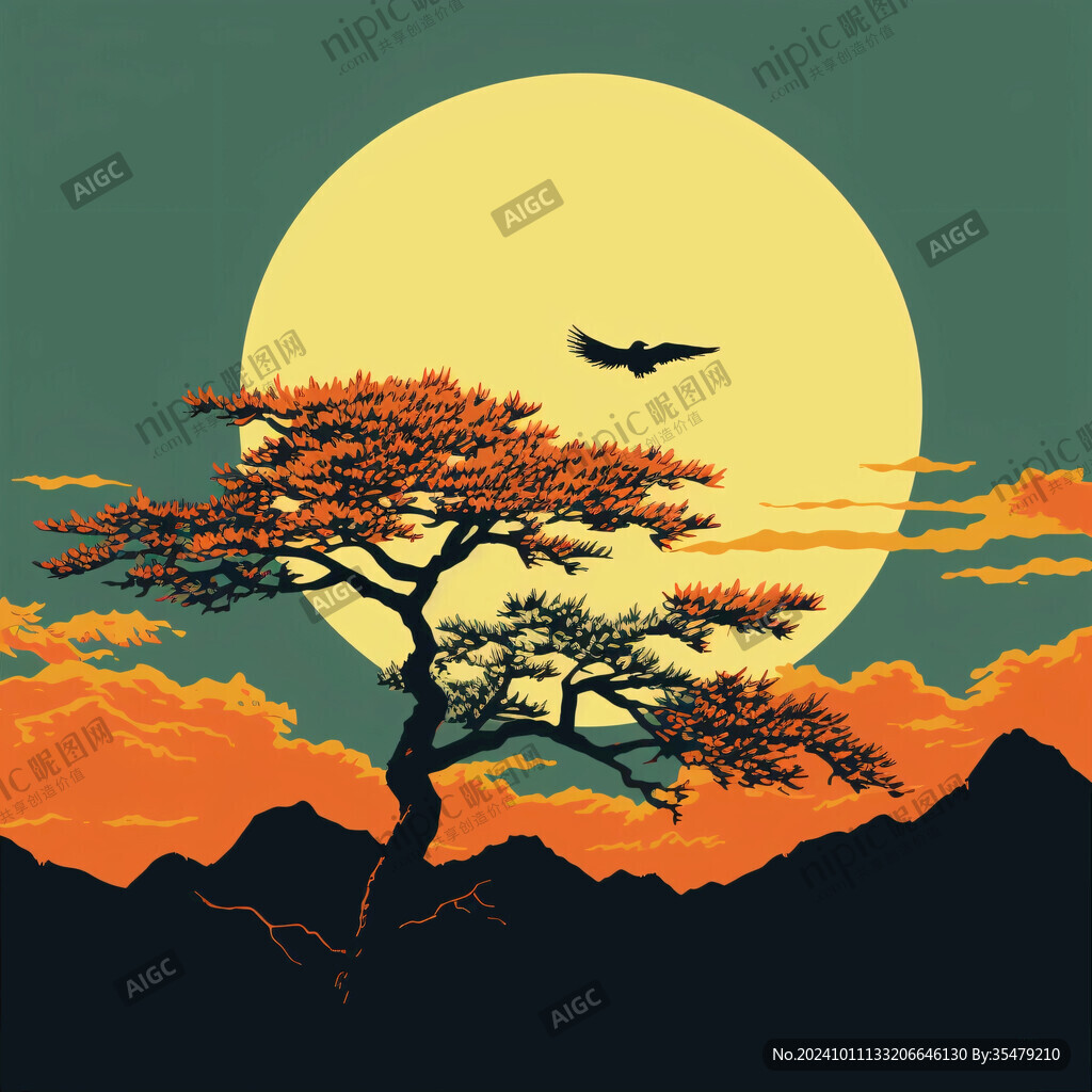國(guó)潮風(fēng)松樹