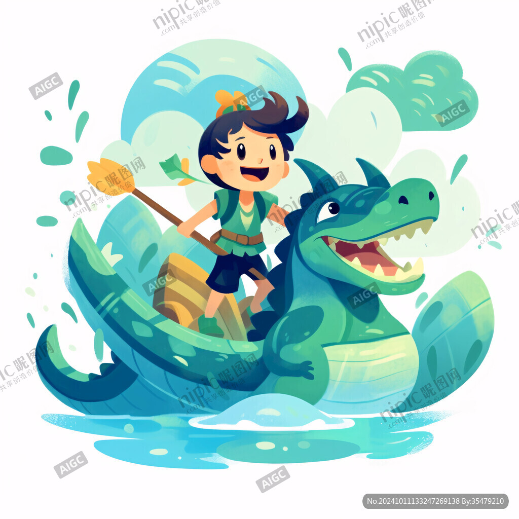 卡通可愛小龍騎錦鯉