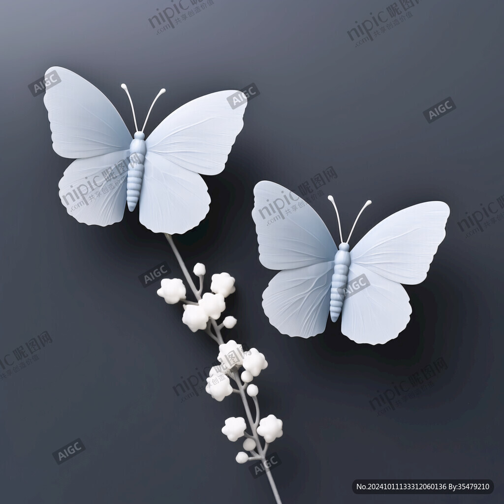 藍色蝴蝶插畫