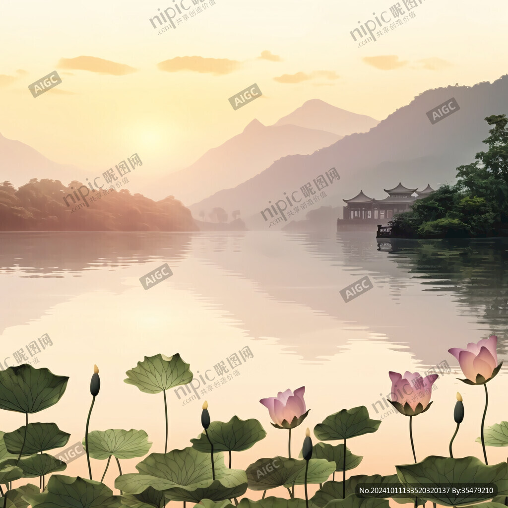 大幅高清山水日出