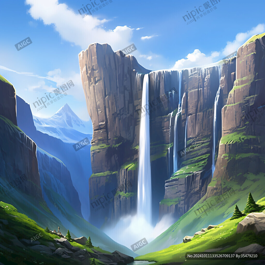 山崖飛瀑景觀