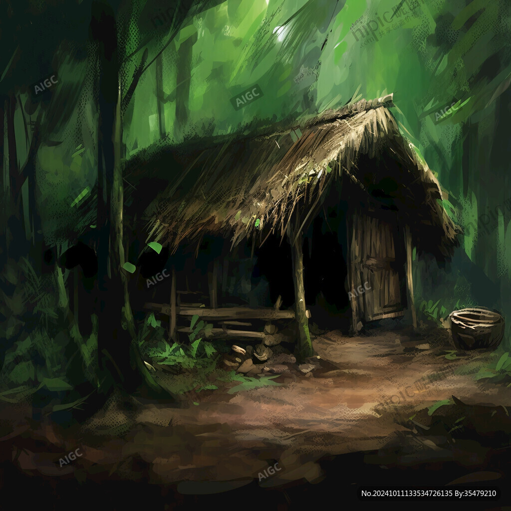 茅草屋插畫