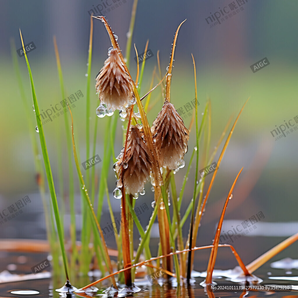 水珠與枯草