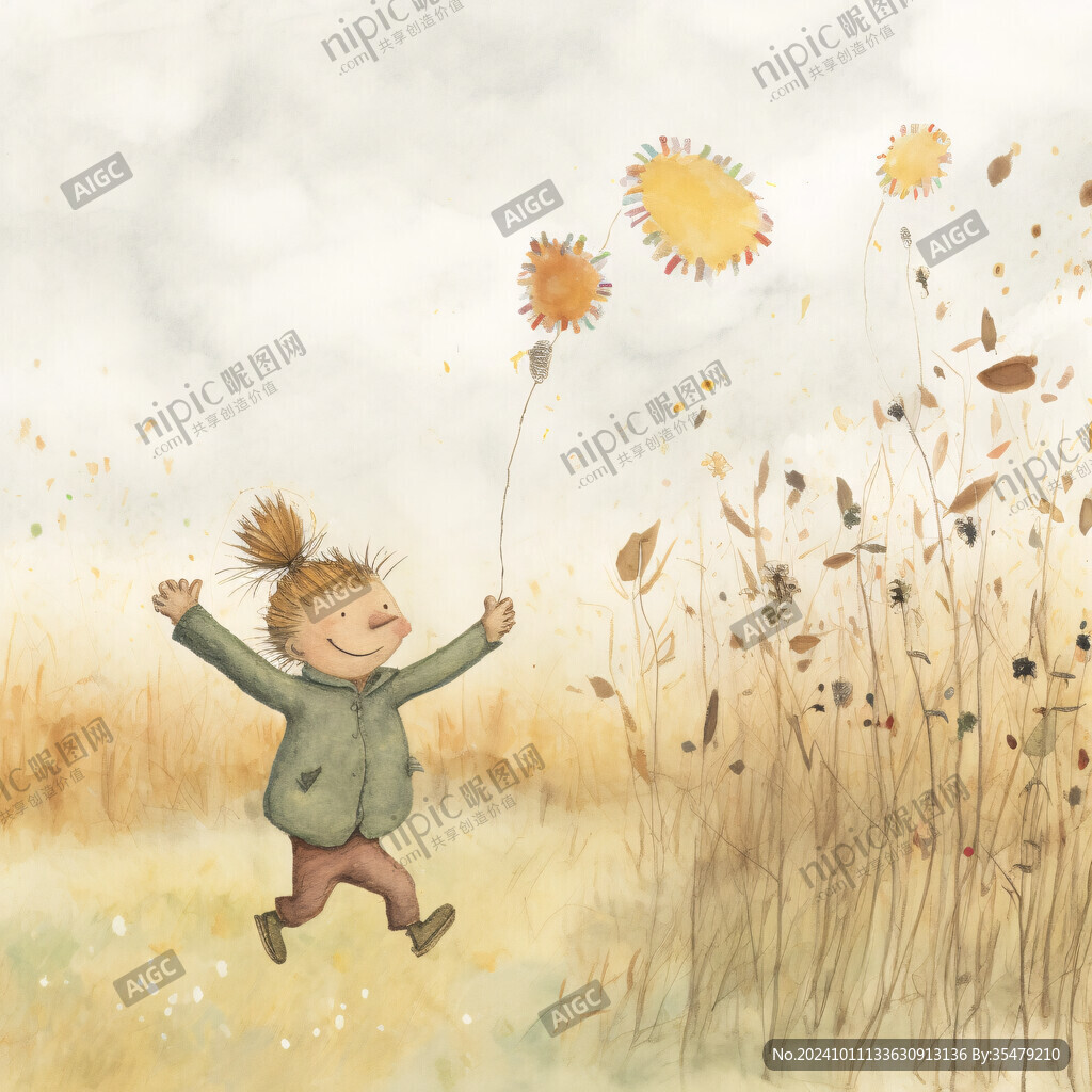 秋游的好小女孩插畫