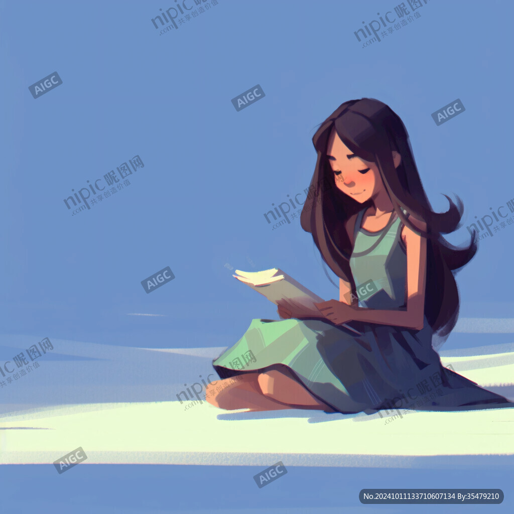 讀書女孩插畫