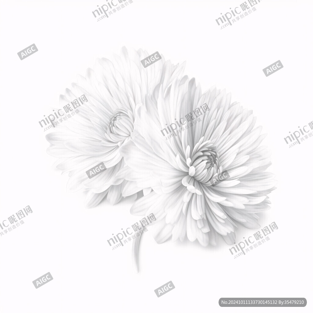 水墨白菊花