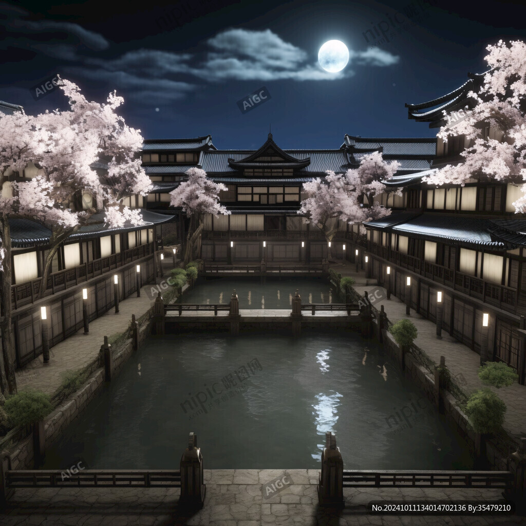 古代街道夜景