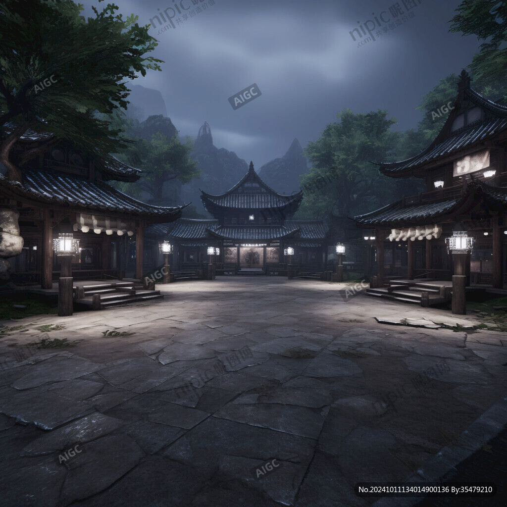 玄幻古鎮夜景