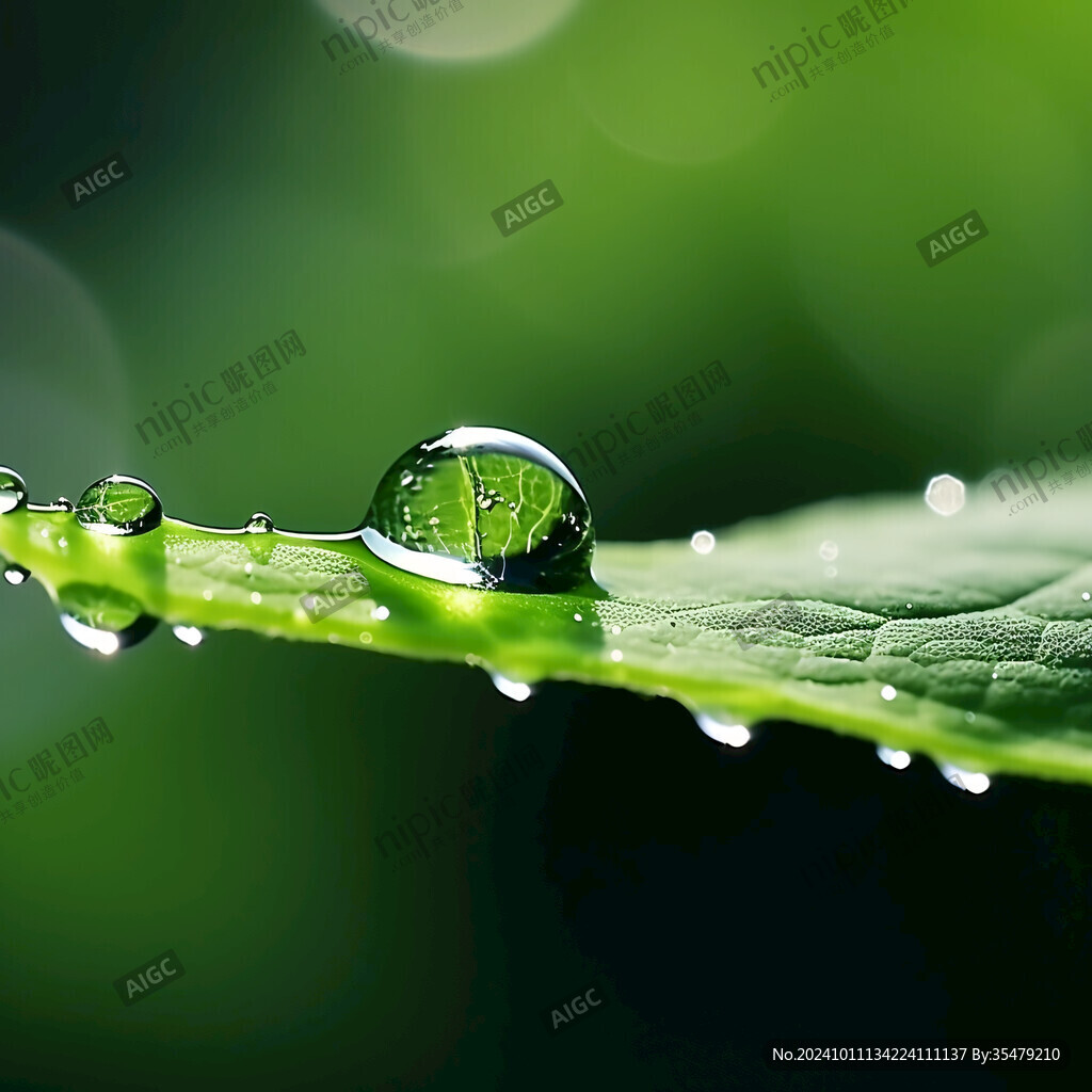水珠綠葉清晰