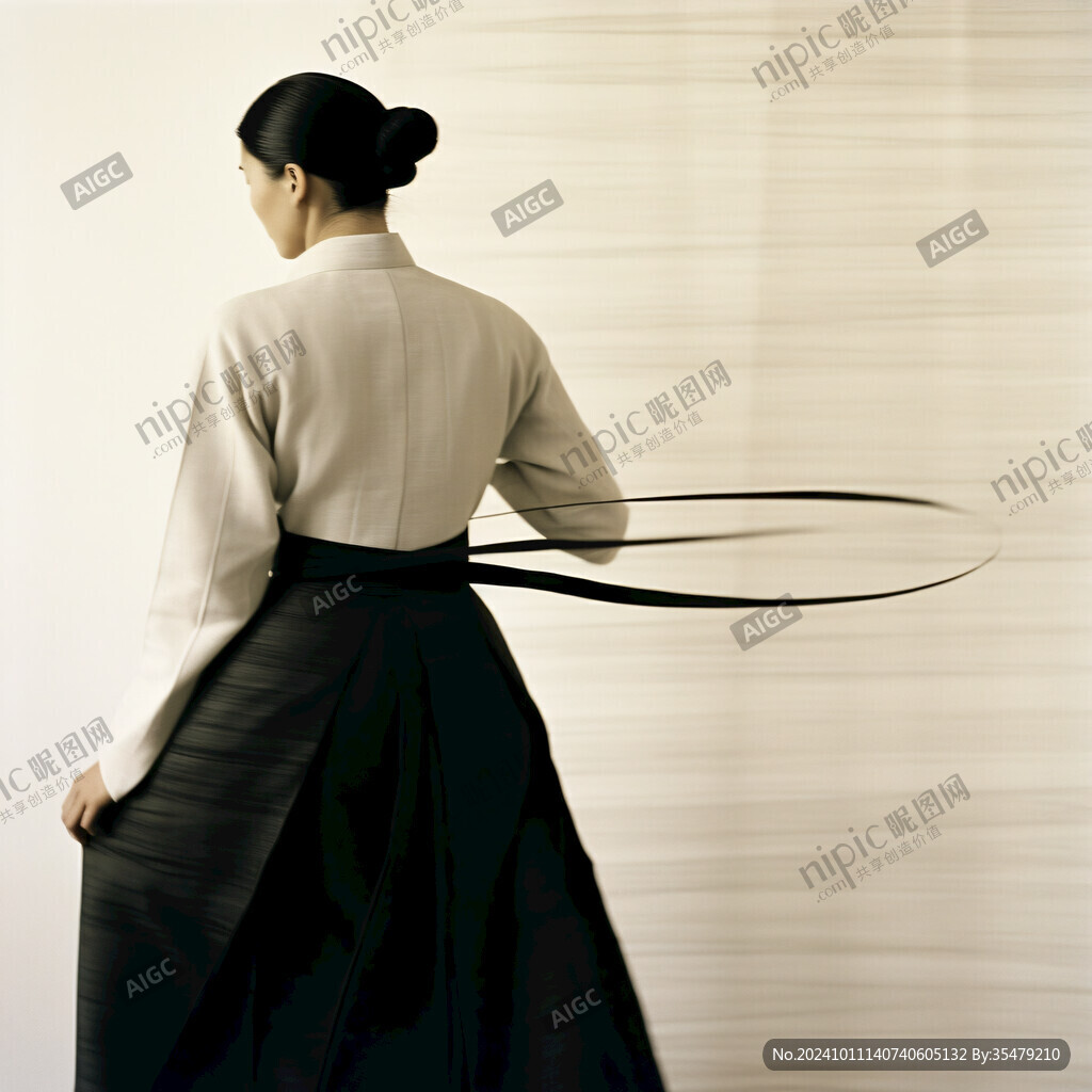 穿韓服的女孩背影
