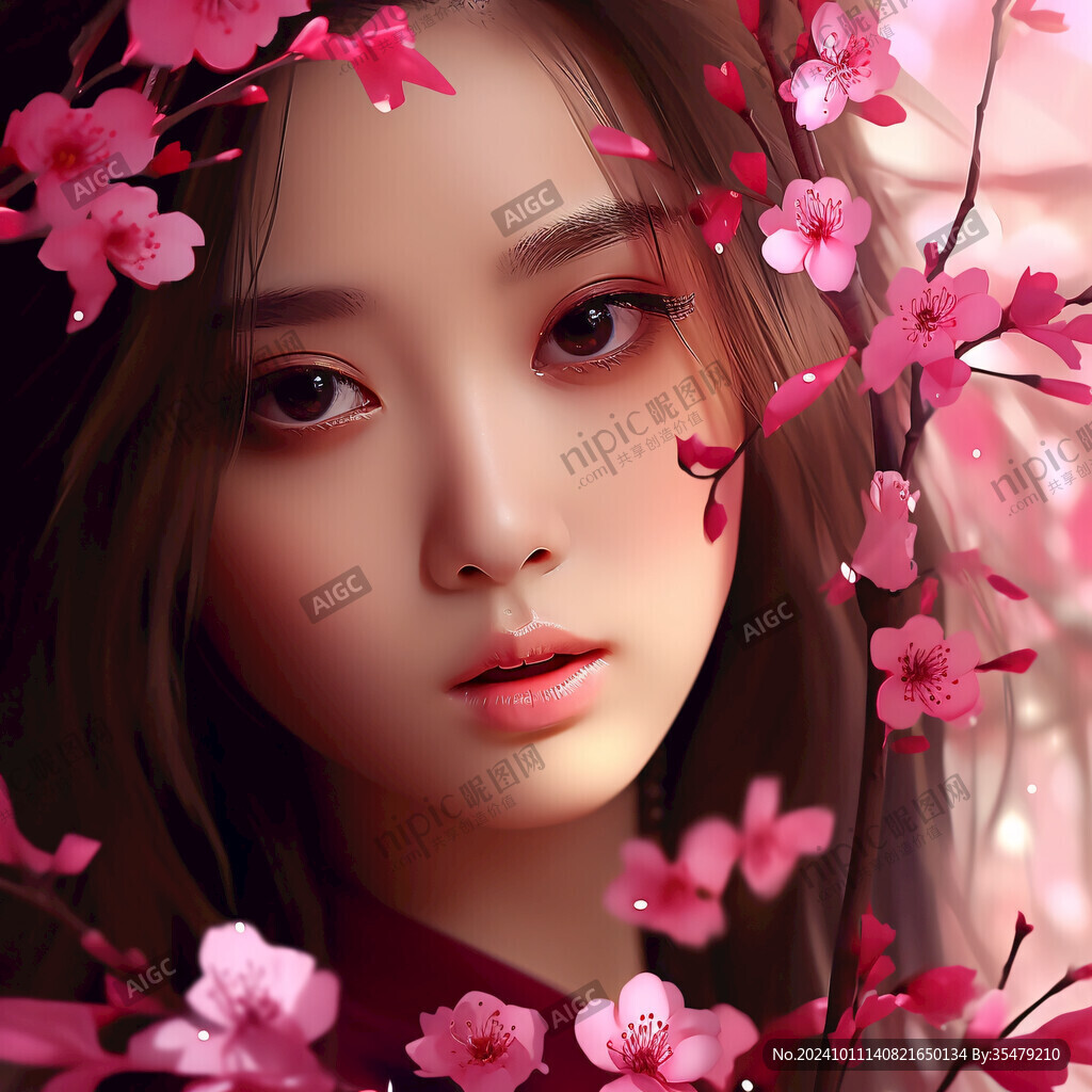 桃花美人插畫