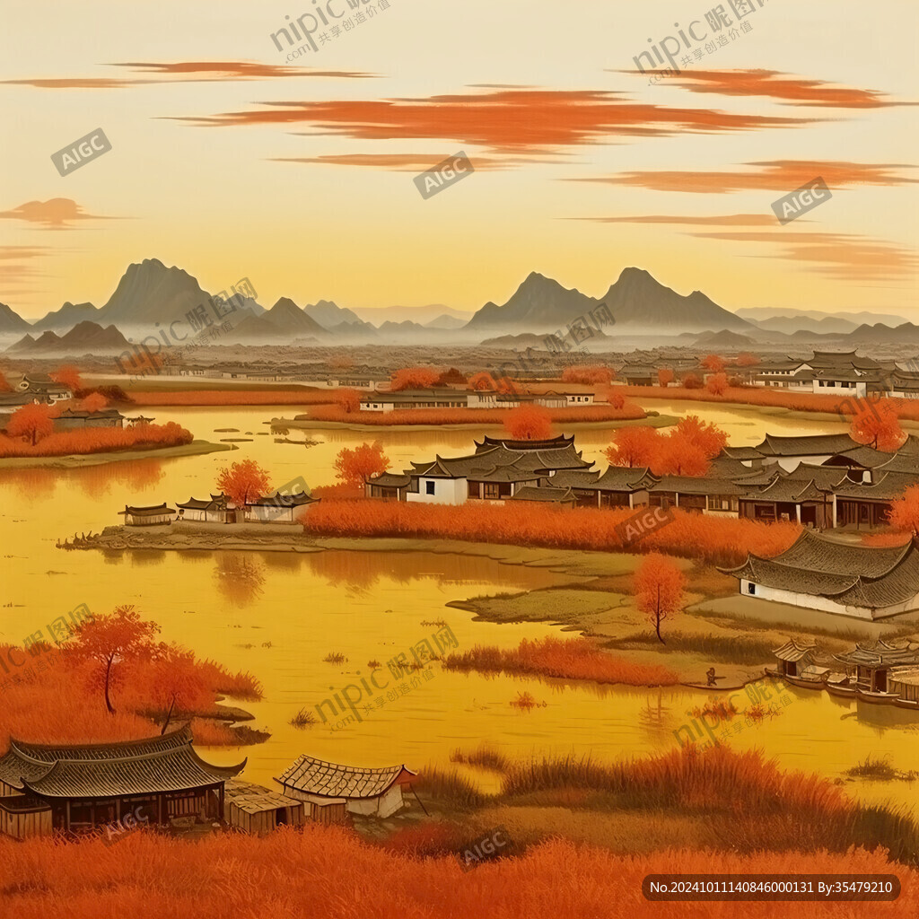 古風(fēng)秋天景色插畫