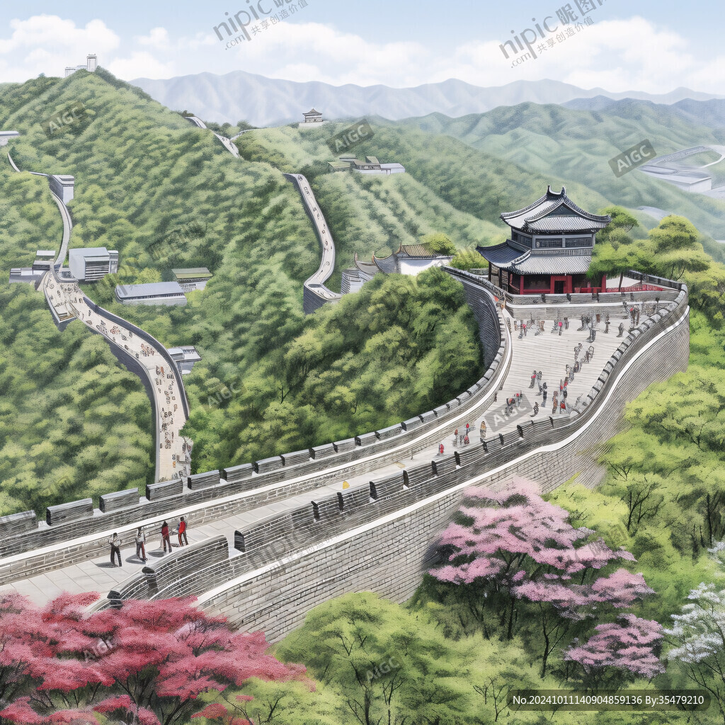 長(zhǎng)城風(fēng)景插畫