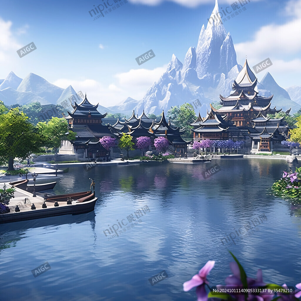 水鄉村鎮場景