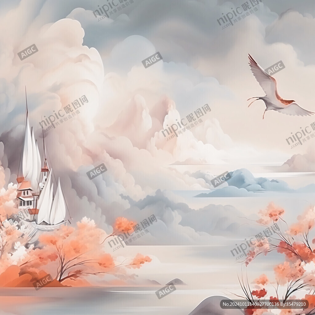 新中式國(guó)潮紅葉山水