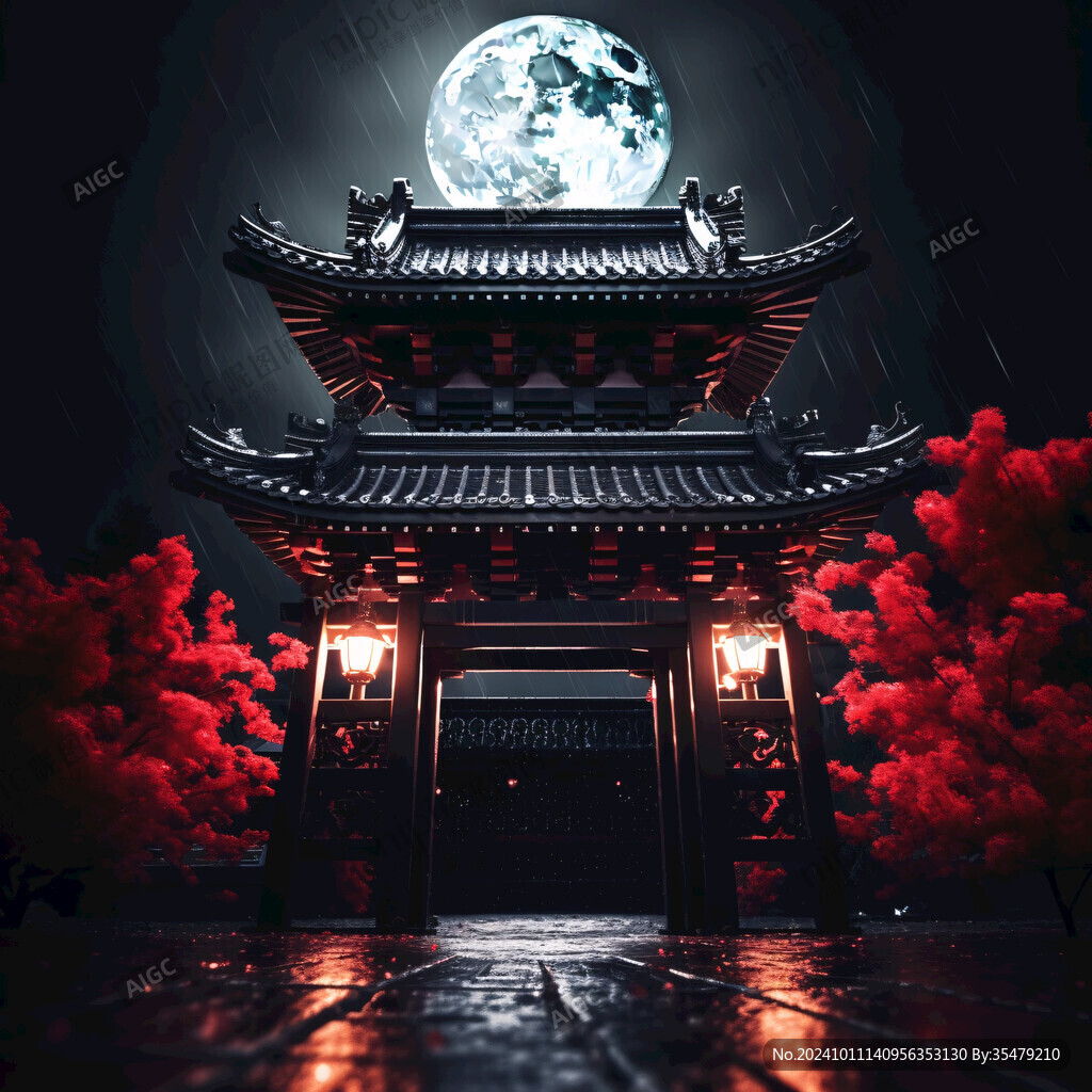 中秋門(mén)樓拍照背景