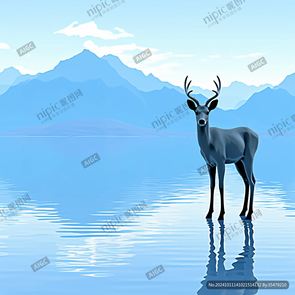 湖泊湖水鹿湖畔河流山