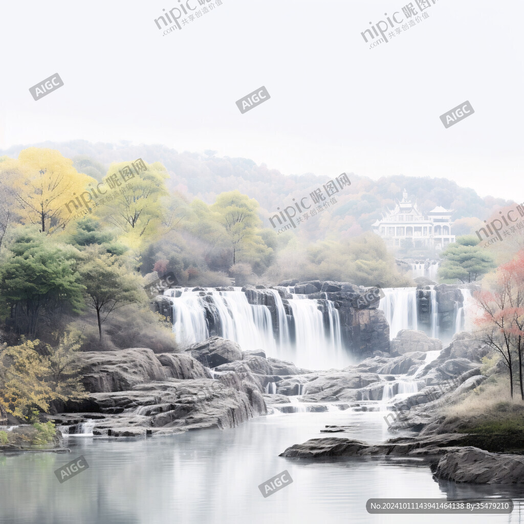 瀑布山水流水生財