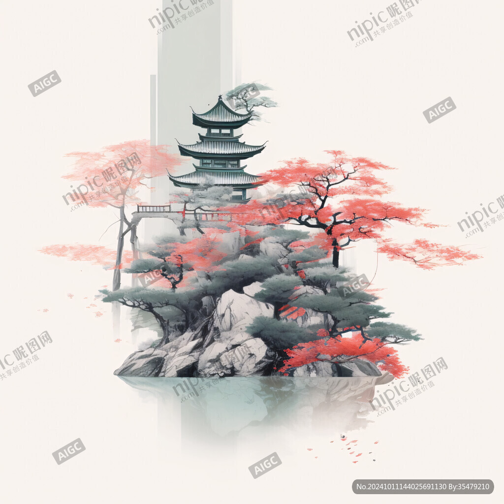 樓閣仙景插畫(huà)