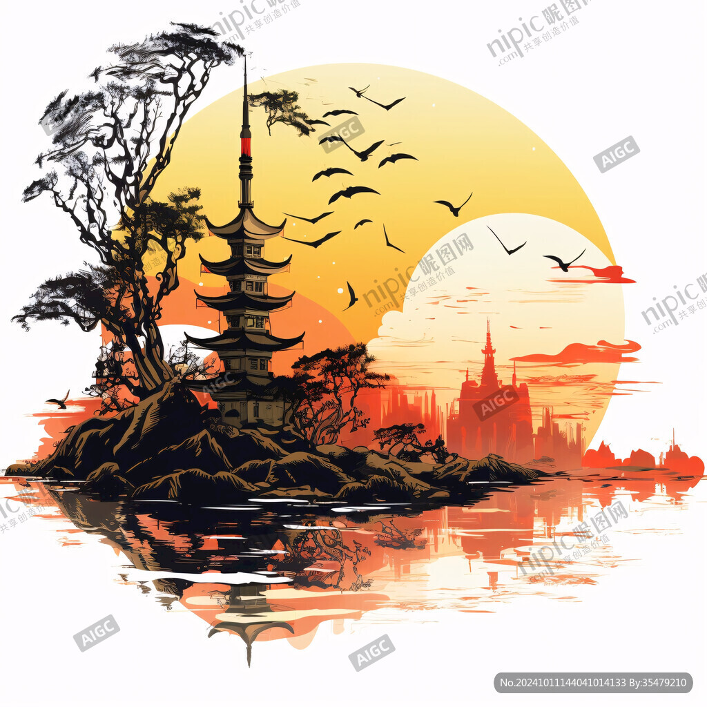 泰國(guó)意境城市泰國(guó)插畫(huà)