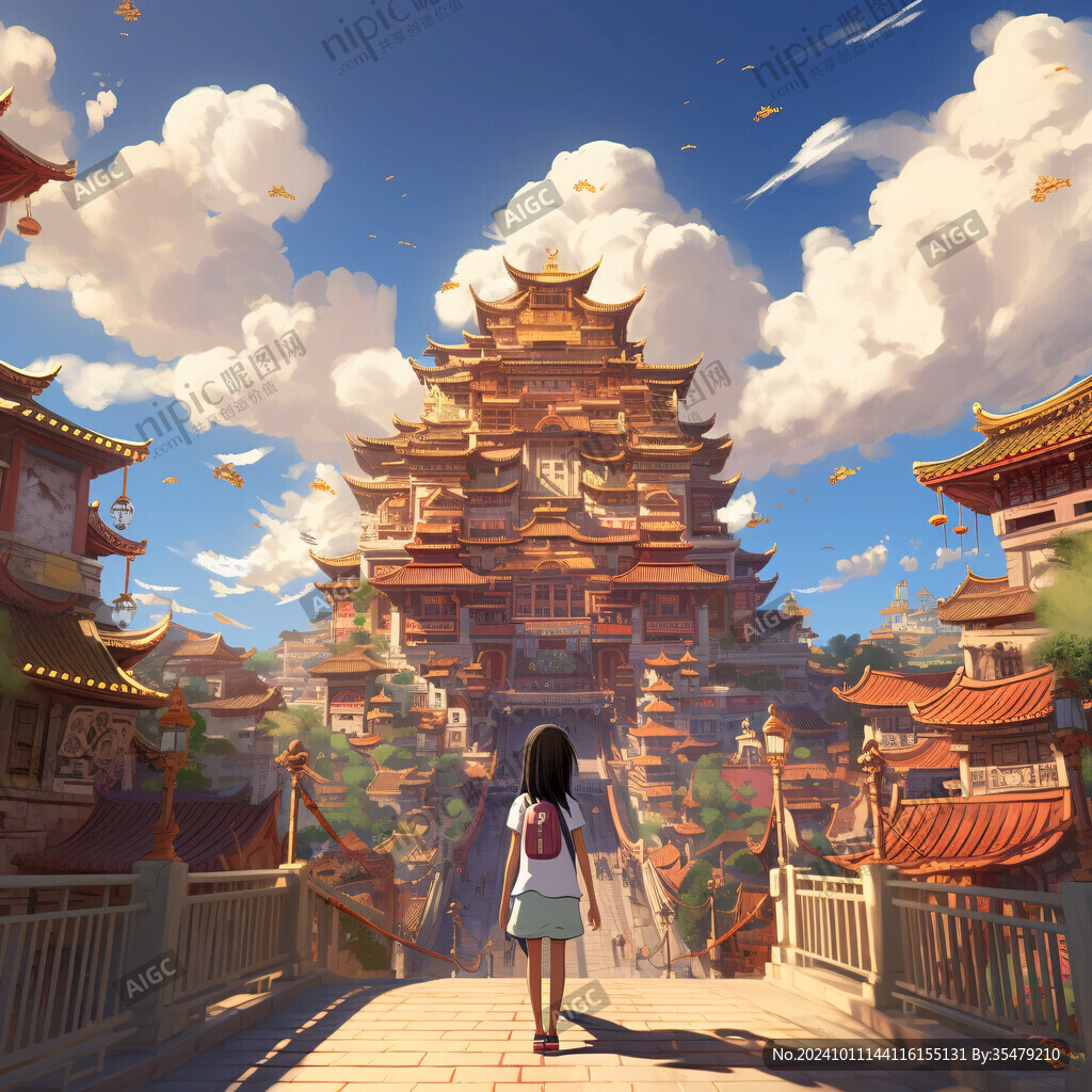 樓閣仙景插畫
