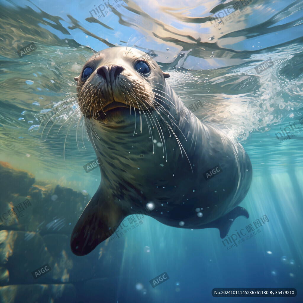 海獅水中游