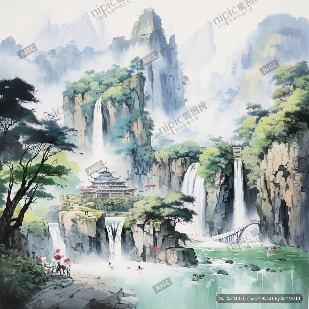 山水風景彩繪