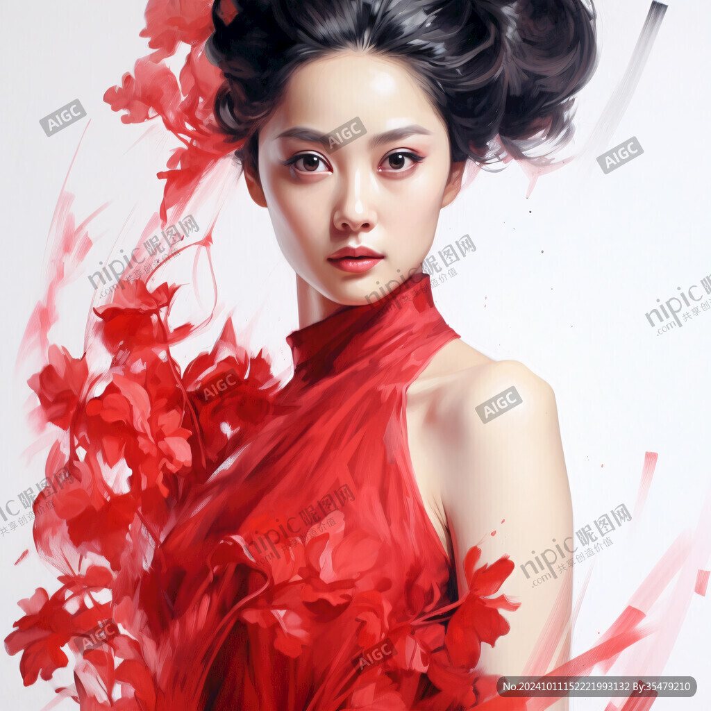 木棉花美女插畫
