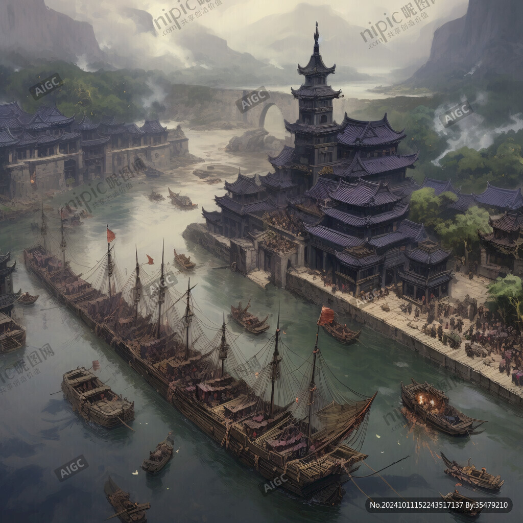 古代民用碼頭場(chǎng)景