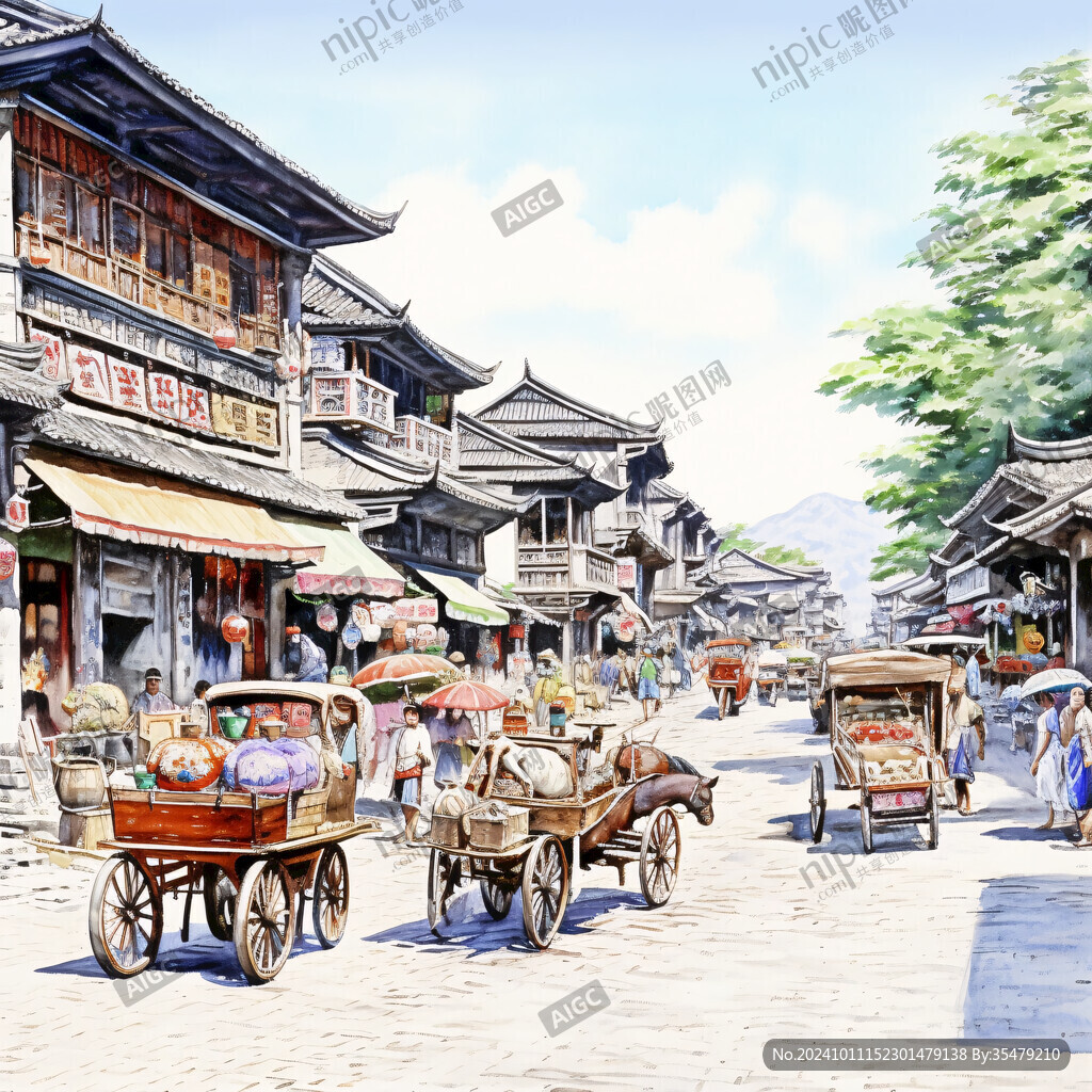 古代集市古代街景