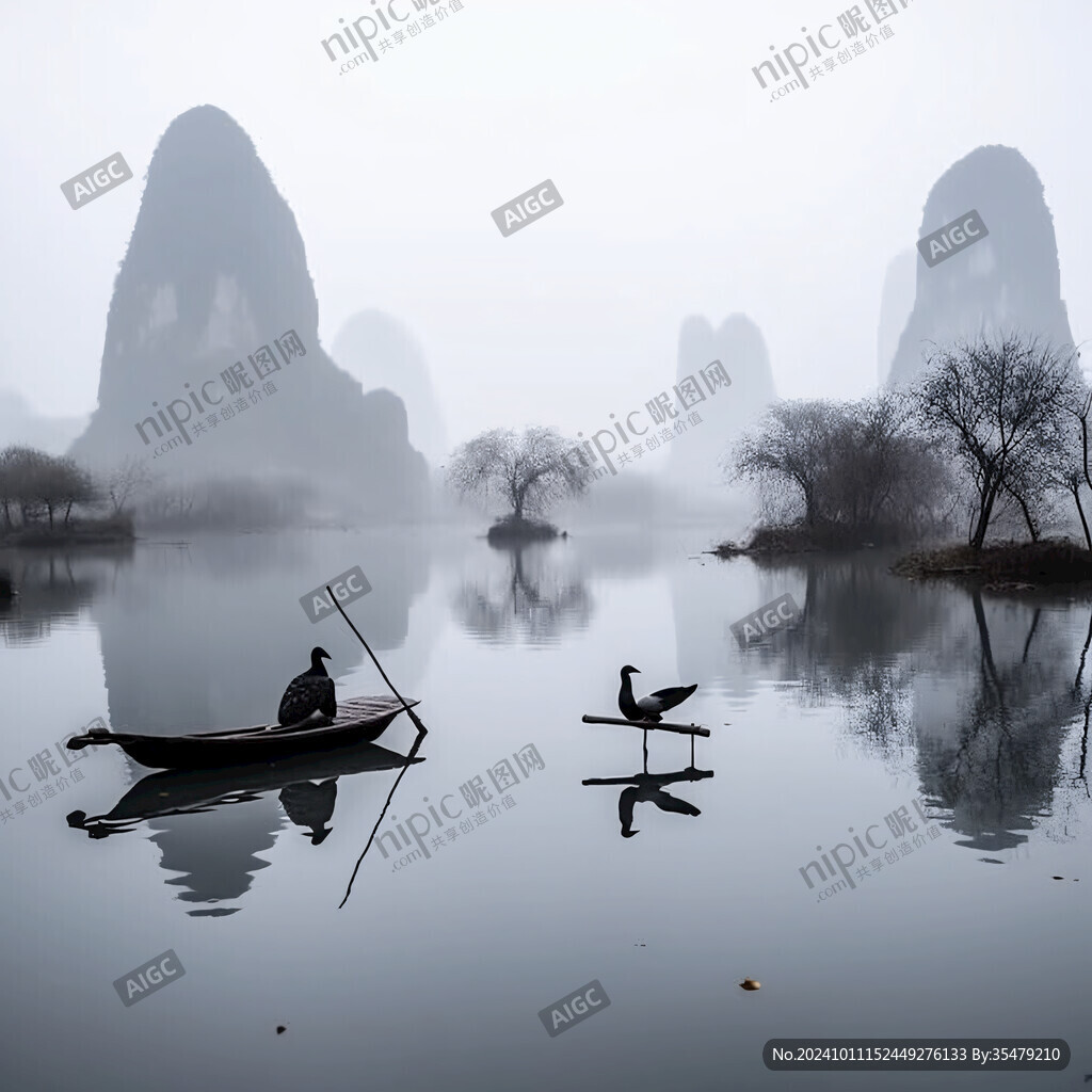 江中小舟素材