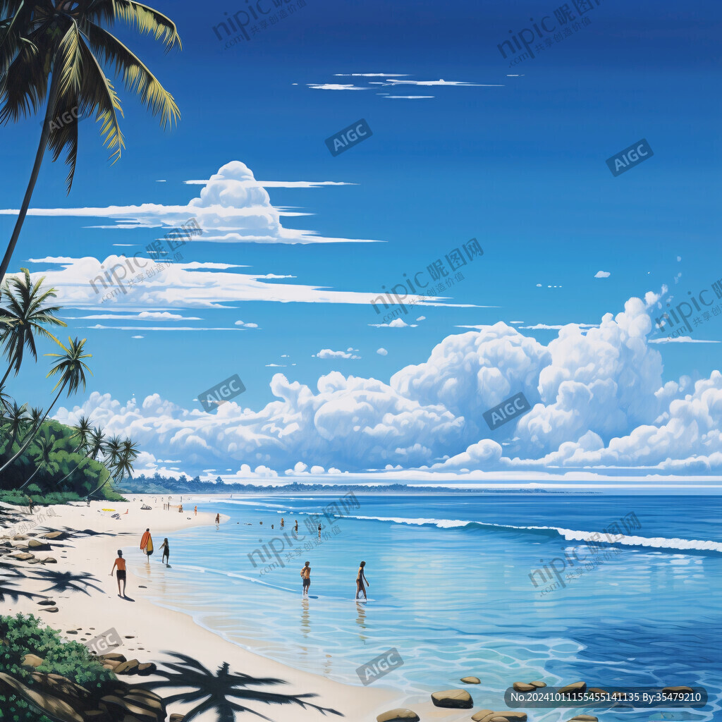 海灘風景畫
