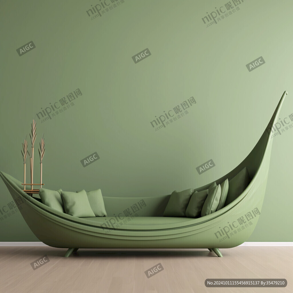 草莖綠色布藝沙發(fā)